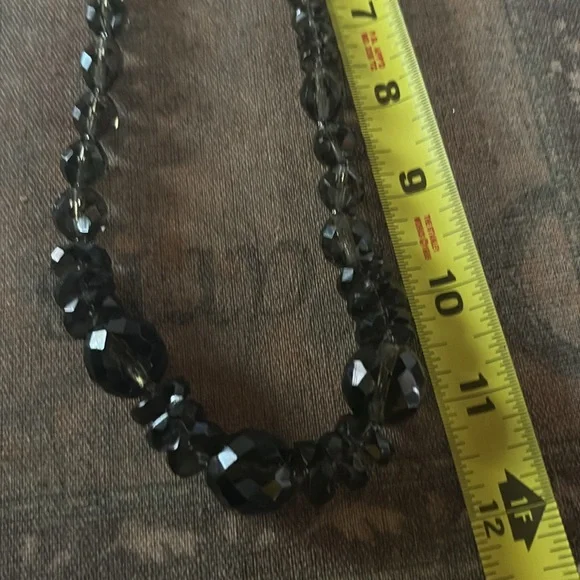 Hombre Smoky quartz coloured vintage facetted glass Beaded Necklace - Picture 3 of 4
